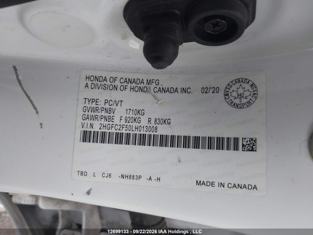 Honda Civic Lx 2020 2HGFC2F50LH013008 Image 20