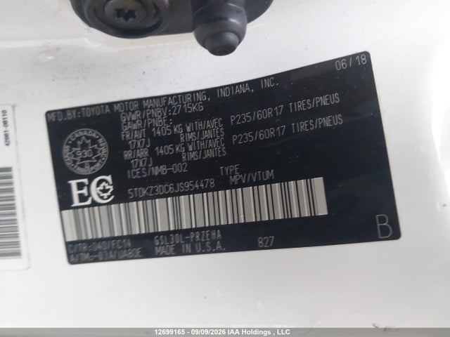 Toyota SIENNA LE 2018 5TDKZ3DC6JS954478 Image 9