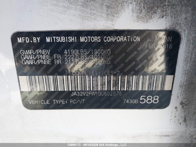 JA32V2FW1GU602876 Mitsubishi Lancer Es/se/sel