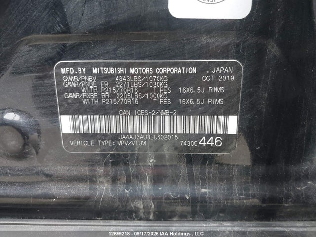 Mitsubishi RVR ES 2020 JA4AJ3AU3LU602015 Image 9