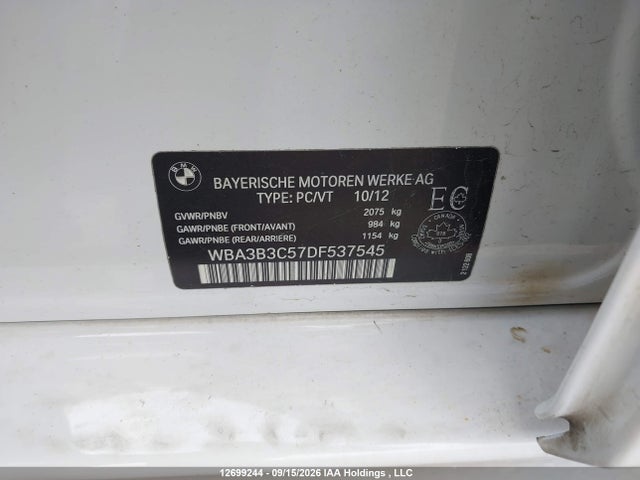 Aukcja sprzedaży 2013 Bmw 328 Xi, vin: WBA3B3C57DF537545, numer aukcji: 12699244