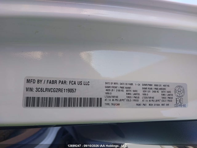Auction sale of the 2024 Ram Promaster 2500 High Roof, vin: 3C6LRVCG2RE119057, lot number: 12699247