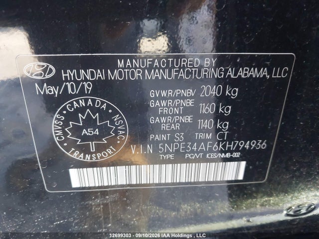 Hyundai Sonata Essential 2019 5NPE34AF6KH794936 Image 19