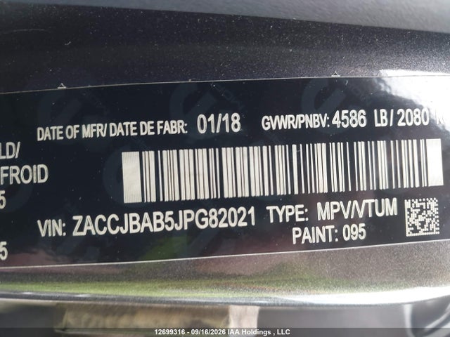 Продаж на аукціоні авто 2018 Jeep Renegade Sport, vin: ZACCJBAB5JPG82021, номер лоту: 12699316