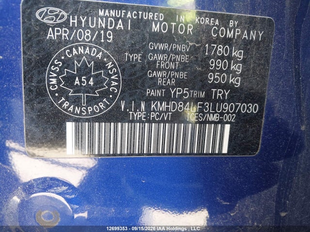 2020 Hyundai Elantra Sel/value/limited მანქანა იყიდება აუქციონზე, vin: KMHD84LF3LU907030, აუქციონის ნომერი: 12699353