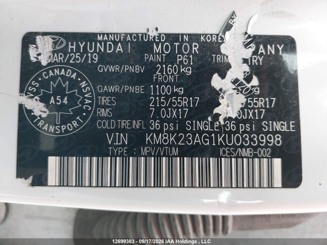 KM8K23AG1KU033998 Hyundai Kona Ev Preferred W/two Tone