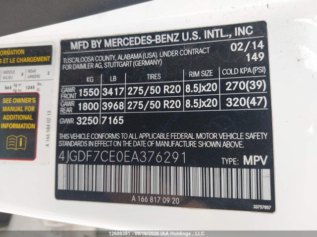 Продажа на аукционе авто 2014 Mercedes-benz Gl 450 4matic, vin: 4JGDF7CE0EA376291, номер лота: 12699391