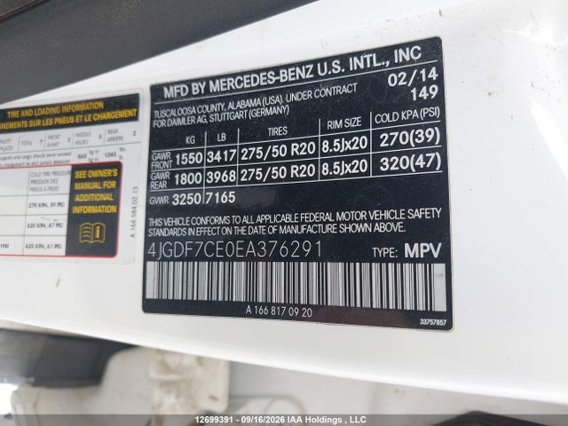 Продажа на аукционе авто 2014 Mercedes-benz Gl 450 4matic, vin: 4JGDF7CE0EA376291, номер лота: 12699391