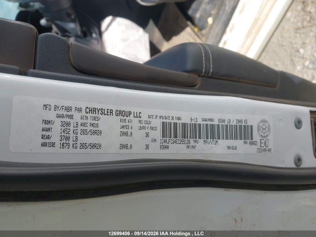 Aukcja sprzedaży 2014 Jeep Grand Cherokee Overland, vin: 1C4RJFCG4EC255126, numer aukcji: 12699406