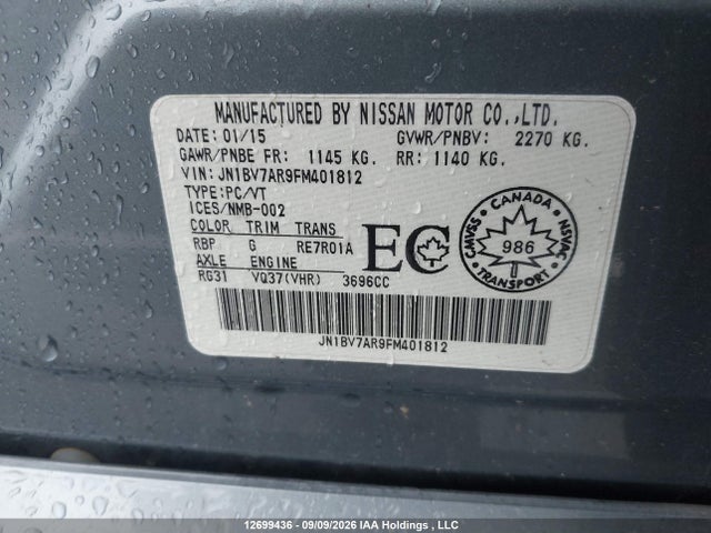 JN1BV7AR9FM401812 Infiniti Q50 SPORT