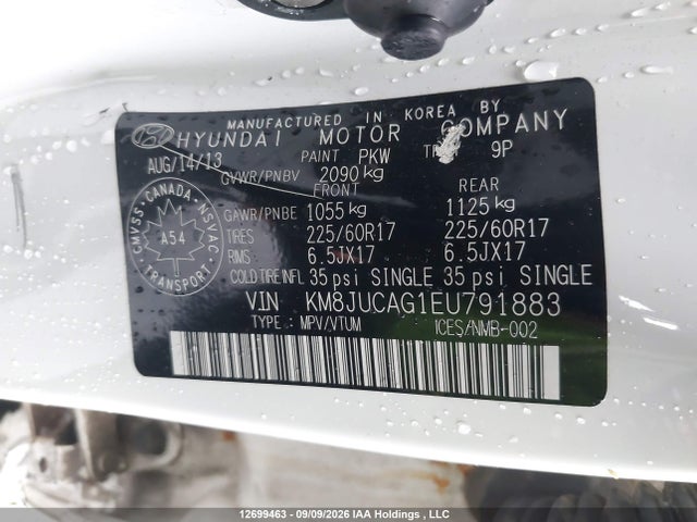 Aukcja sprzedaży 2014 Hyundai Tucson Gls/limited/se, vin: KM8JUCAG1EU791883, numer aukcji: 12699463