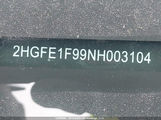 Aukcja sprzedaży 2022 Honda Civic Touring, vin: 2HGFE1F99NH003104, numer aukcji: 12699506