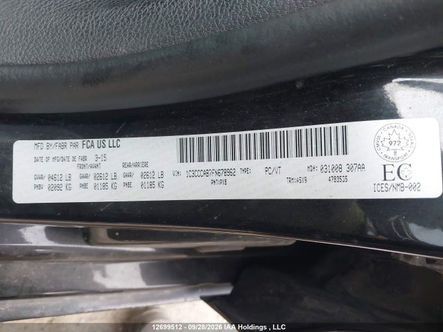 Продажа на аукционе авто 2015 Chrysler 200, vin: 1C3CCCAB7FN678962, номер лота: 12699512
