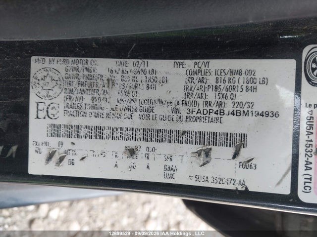 Продажа на аукционе авто 2011 Ford Fiesta Se, vin: 3FADP4BJ4BM194936, номер лота: 12699529