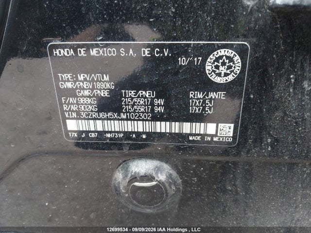 Aukcja sprzedaży 2018 Honda Hr-v Ex, vin: 3CZRU6H5XJM102302, numer aukcji: 12699534