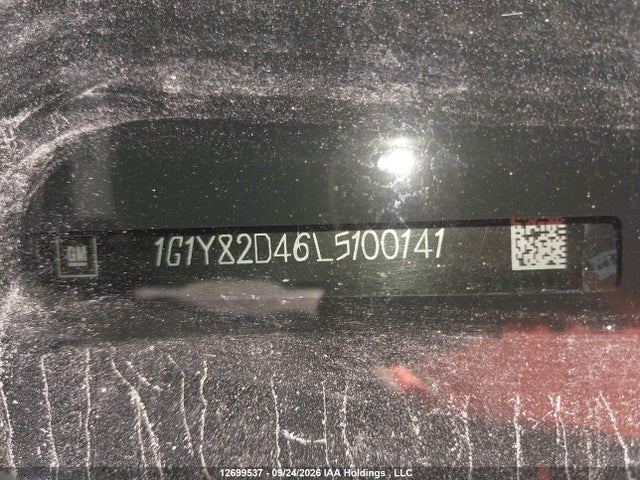 2020 Chevrolet Corvette 3lt მანქანა იყიდება აუქციონზე, vin: 1G1Y82D46L5100141, აუქციონის ნომერი: 12699537