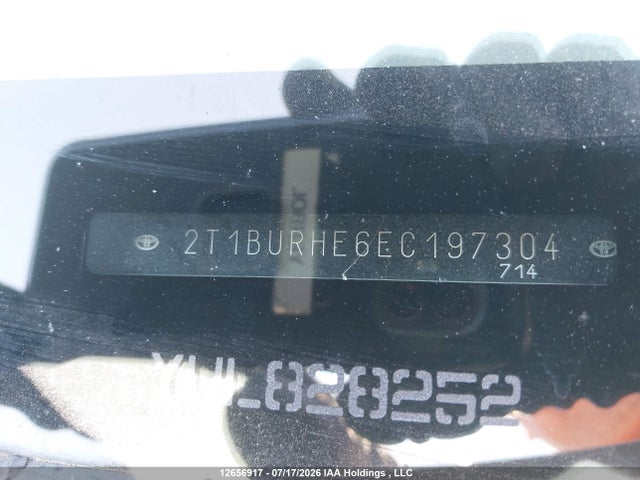 12656917 :رقم المزاد ، 2T1BURHE6EC197304 vin ، 2014 Toyota Corolla Le مزاد بيع