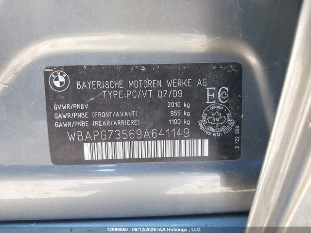 12699550 :رقم المزاد ، WBAPG73569A641149 vin ، 2009 Bmw 323 I مزاد بيع