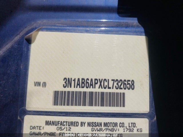 Aukcja sprzedaży 2012 Nissan Sentra 2.0/2.0s/sr/2.0sl, vin: 3N1AB6APXCL732658, numer aukcji: 12699562