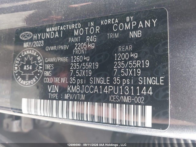 Aukcja sprzedaży 2023 Hyundai Tucson Luxury, vin: KM8JCCA14PU131144, numer aukcji: 12699590