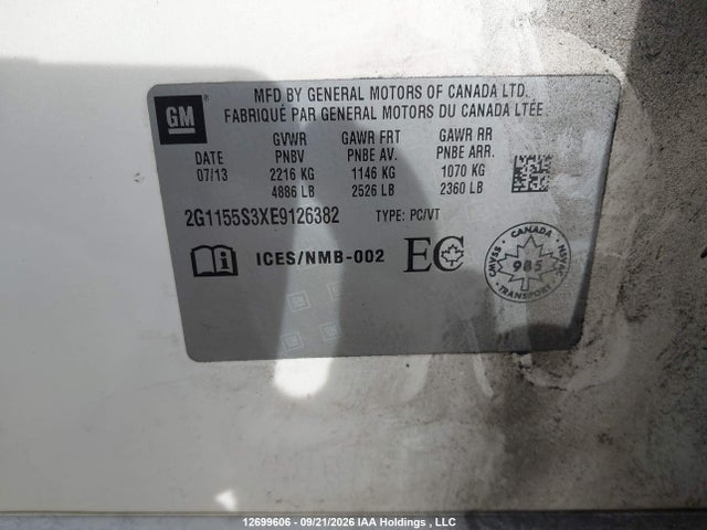 Aukcja sprzedaży 2014 Chevrolet Impala, vin: 2G1155S3XE9126382, numer aukcji: 12699606