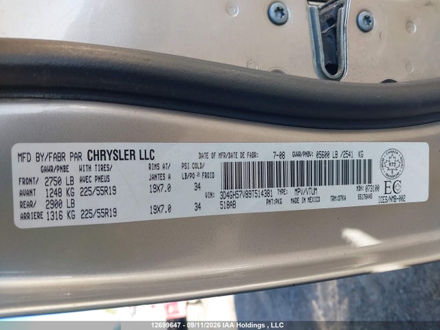 Продаж на аукціоні авто 2009 Dodge Journey Sxt, vin: 3D4GH57V89T514381, номер лоту: 12699647