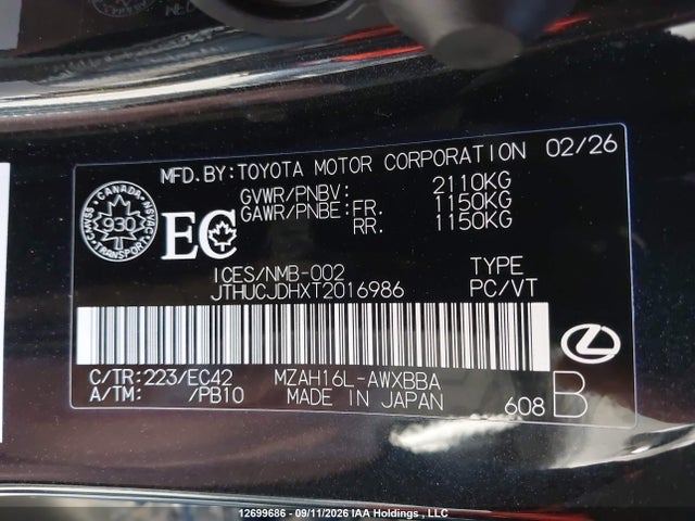 JTHUCJDHXT2016986 Lexus Ux 300h