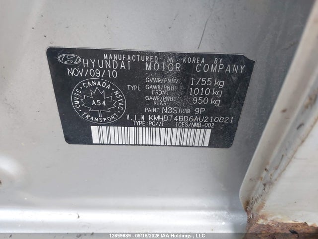 Продажа на аукционе авто 2010 Hyundai Elantra L, vin: KMHDT4BD6AU210821, номер лота: 12699689