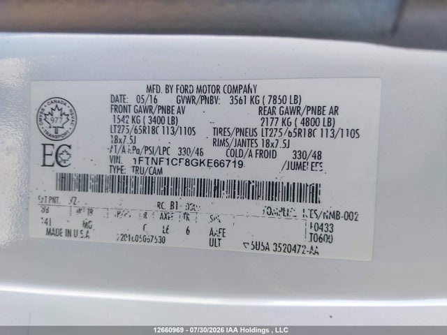 Ford F150 2016 1FTNF1CF8GKE66719 Image 9