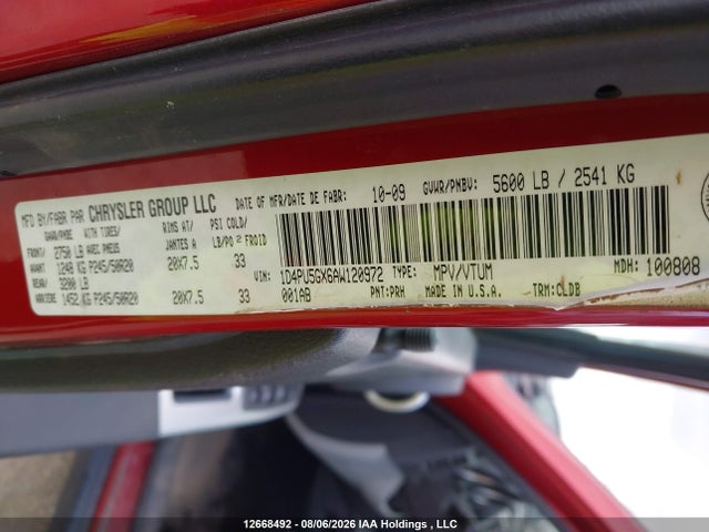 12668492 :رقم المزاد ، 1D4PU5GX6AW120972 vin ، 2010 Dodge Nitro Sxt مزاد بيع