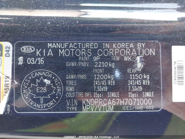 KNDPRCA67H7071000 KIA Sportage Sx Turbo