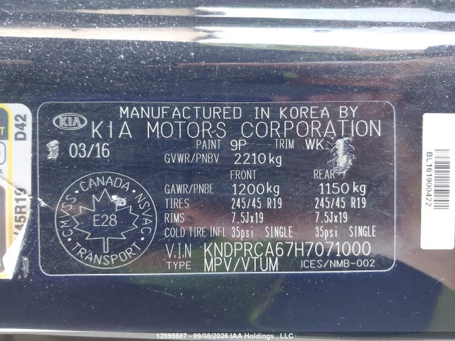 KNDPRCA67H7071000 KIA Sportage Sx Turbo