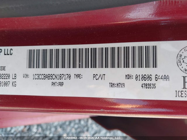 Aukcja sprzedaży 2012 Chrysler 200 Lx, vin: 1C3CCBAB9CN187170, numer aukcji: 12685962