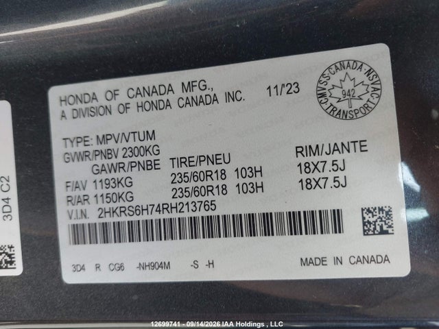 Honda CR-V 2024 2HKRS6H74RH213765 Image 9
