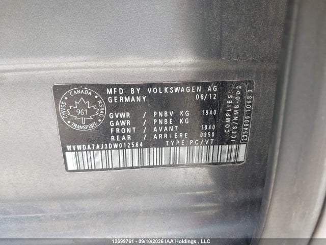 Продаж на аукціоні авто 2013 Volkswagen Golf, vin: WVWDA7AJ3DW012564, номер лоту: 12699761