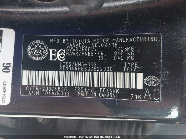 Toyota COROLLA LE 2016 2T1BURHE6GC622300 Image 20