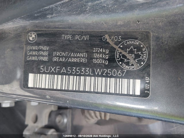 Продажа на аукционе авто 2003 Bmw X5 3.0i, vin: 5UXFA53533LW25067, номер лота: 12699812