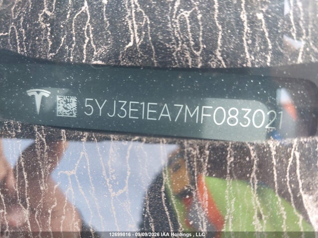 12699816 :رقم المزاد ، 5YJ3E1EA7MF083021 vin ، 2021 Tesla Model 3 مزاد بيع
