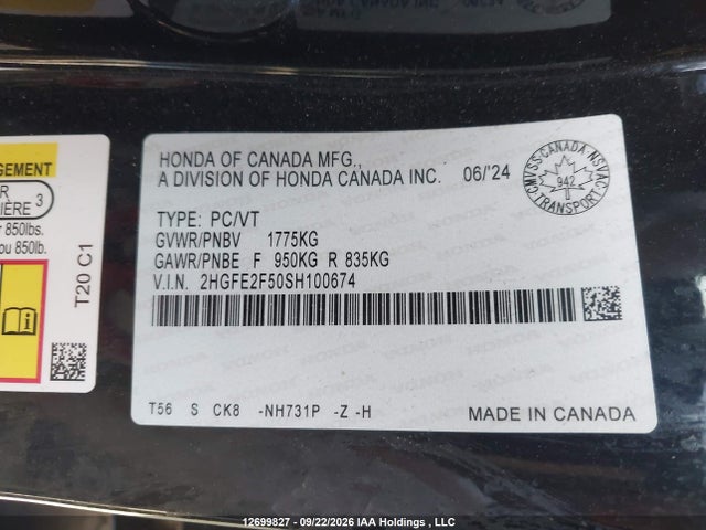 Honda Civic Sport 2025 2HGFE2F50SH100674 Image 20