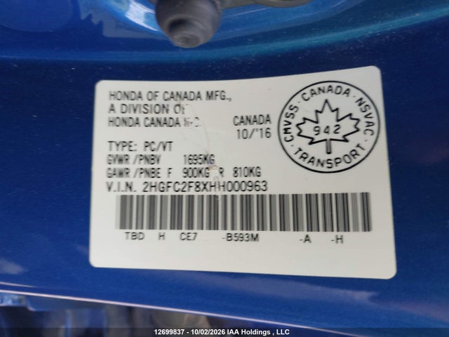 Honda Civic Ex 4dr 2017 2HGFC2F8XHH000963 Image 18