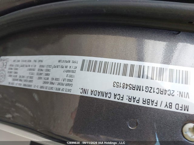 2021 Chrysler Grand Caravan Sxt მანქანა იყიდება აუქციონზე, vin: 2C4RC1ZG1MR548153, აუქციონის ნომერი: 12699838