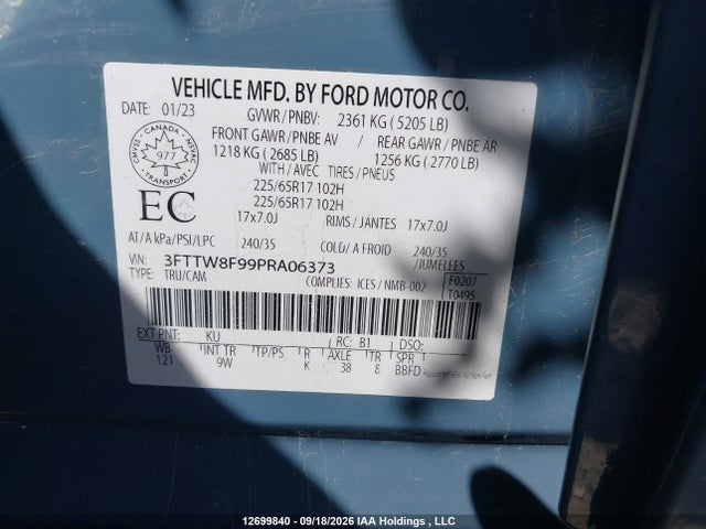 12699840 :رقم المزاد ، 3FTTW8F99PRA06373 vin ، 2023 Ford Maverick مزاد بيع