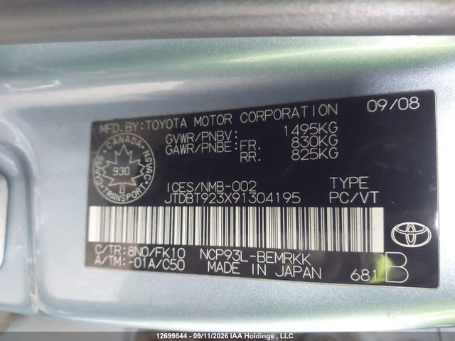 Продажа на аукционе авто 2009 Toyota Yaris, vin: JTDBT923X91304195, номер лота: 12699844