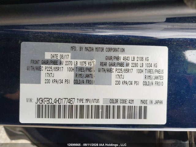 Aukcja sprzedaży 2017 Mazda Cx-5 Gs, vin: JM3KFBCL4H0177467, numer aukcji: 12699865