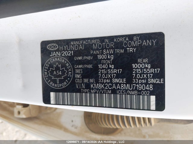 KM8K2CAA8MU719048 Hyundai Kona Preferred Awd