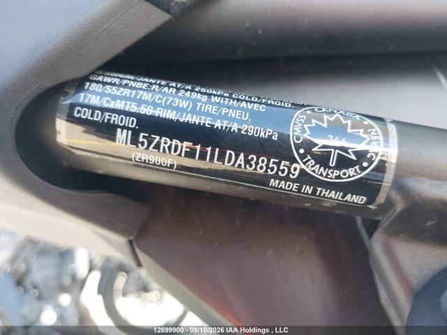 Продажа на аукционе авто 2020 Kawasaki Zr900 F, vin: ML5ZRDF11LDA38559, номер лота: 12699900