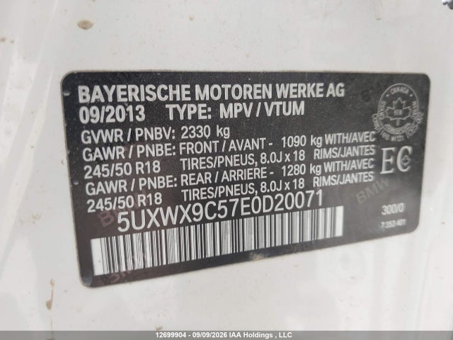 Aukcja sprzedaży 2014 Bmw X3 Xdrive28i, vin: 5UXWX9C57E0D20071, numer aukcji: 12699904