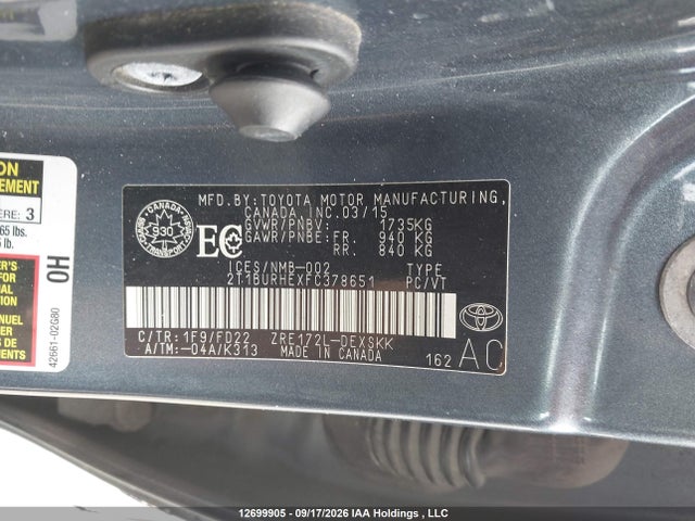 Продаж на аукціоні авто 2015 Toyota Corolla S, vin: 2T1BURHEXFC378651, номер лоту: 12699905