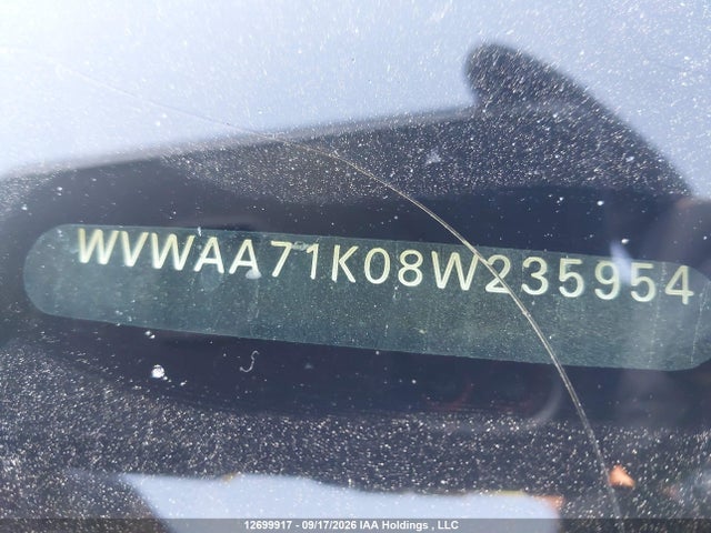 2008 Volkswagen Rabbit 3-door Trendline მანქანა იყიდება აუქციონზე, vin: WVWAA71K08W235954, აუქციონის ნომერი: 12699917