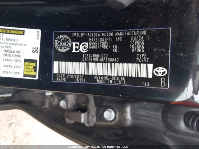 Toyota COROLLA LE 2024 5YFB4MDE4RP188843 Image 9
